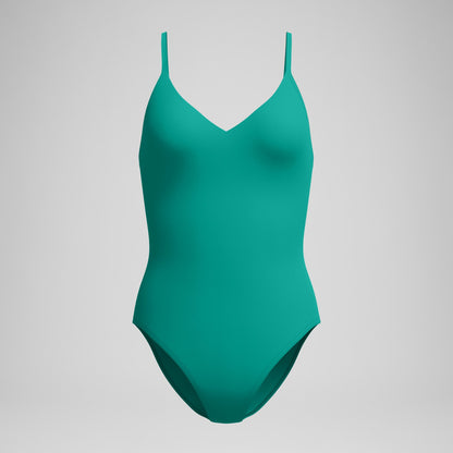 Speedo Solid V-Neck One Piece Teal
