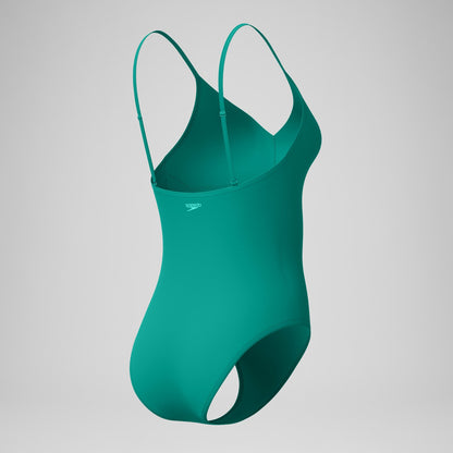 Speedo Solid V-Neck One Piece Teal