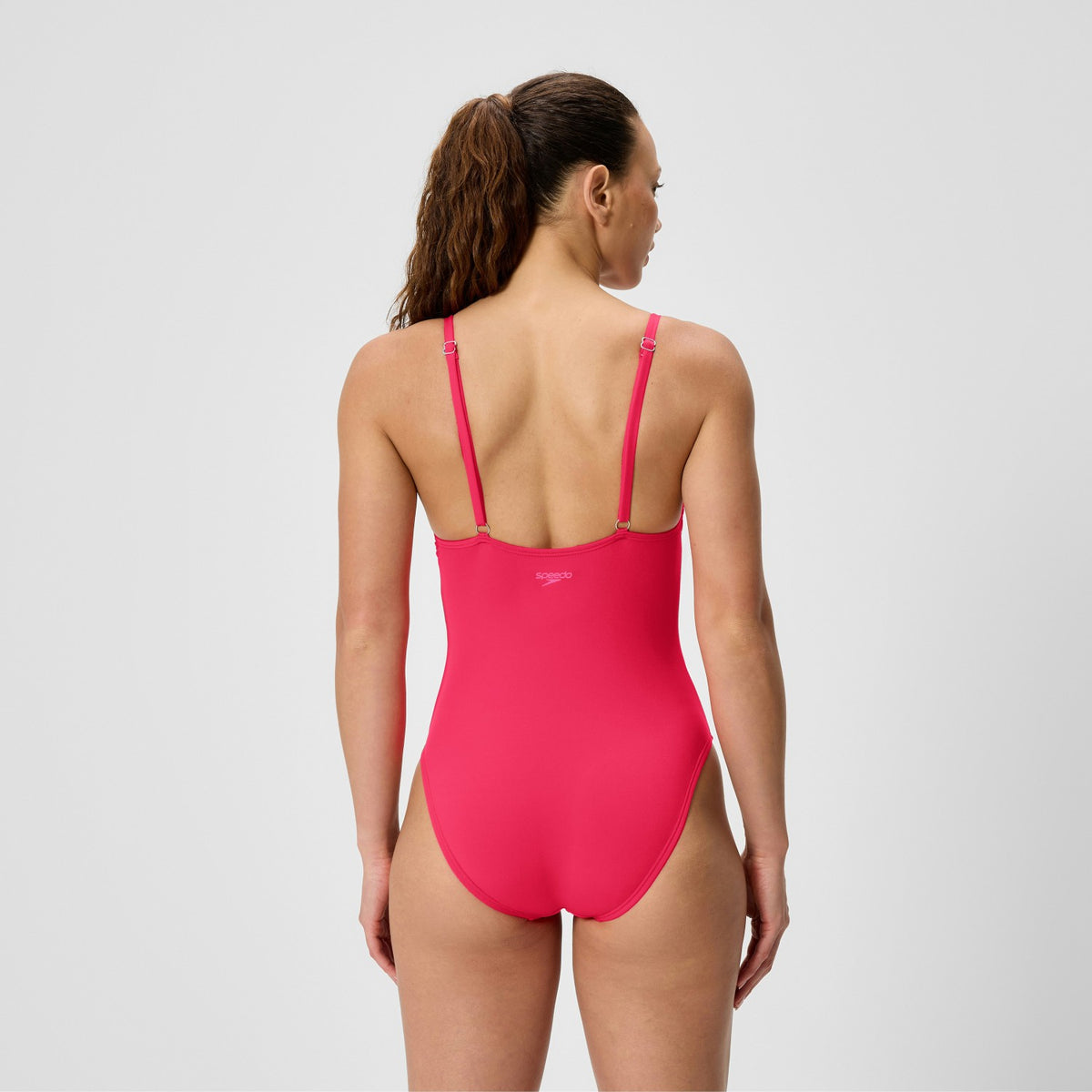 Speedo Solid V-Neck Swimsuit Ruby