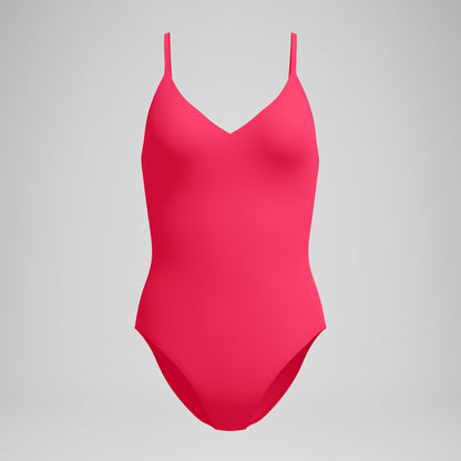 Speedo Solid V-Neck Swimsuit Ruby