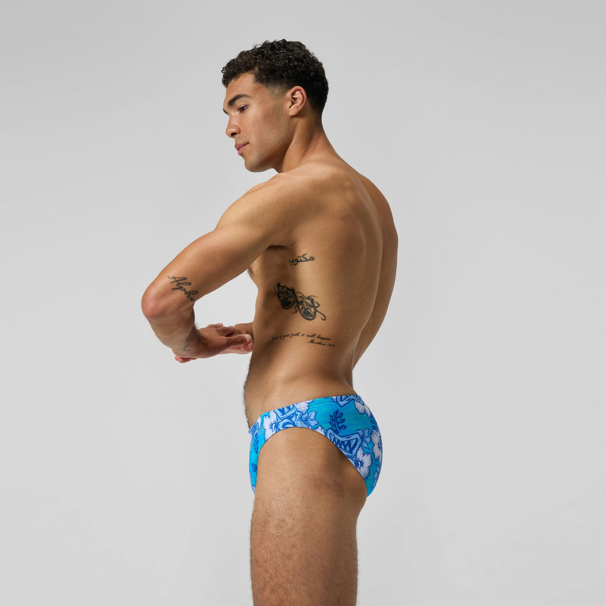 Speedo Print Beachstar Brief Light Blue/White