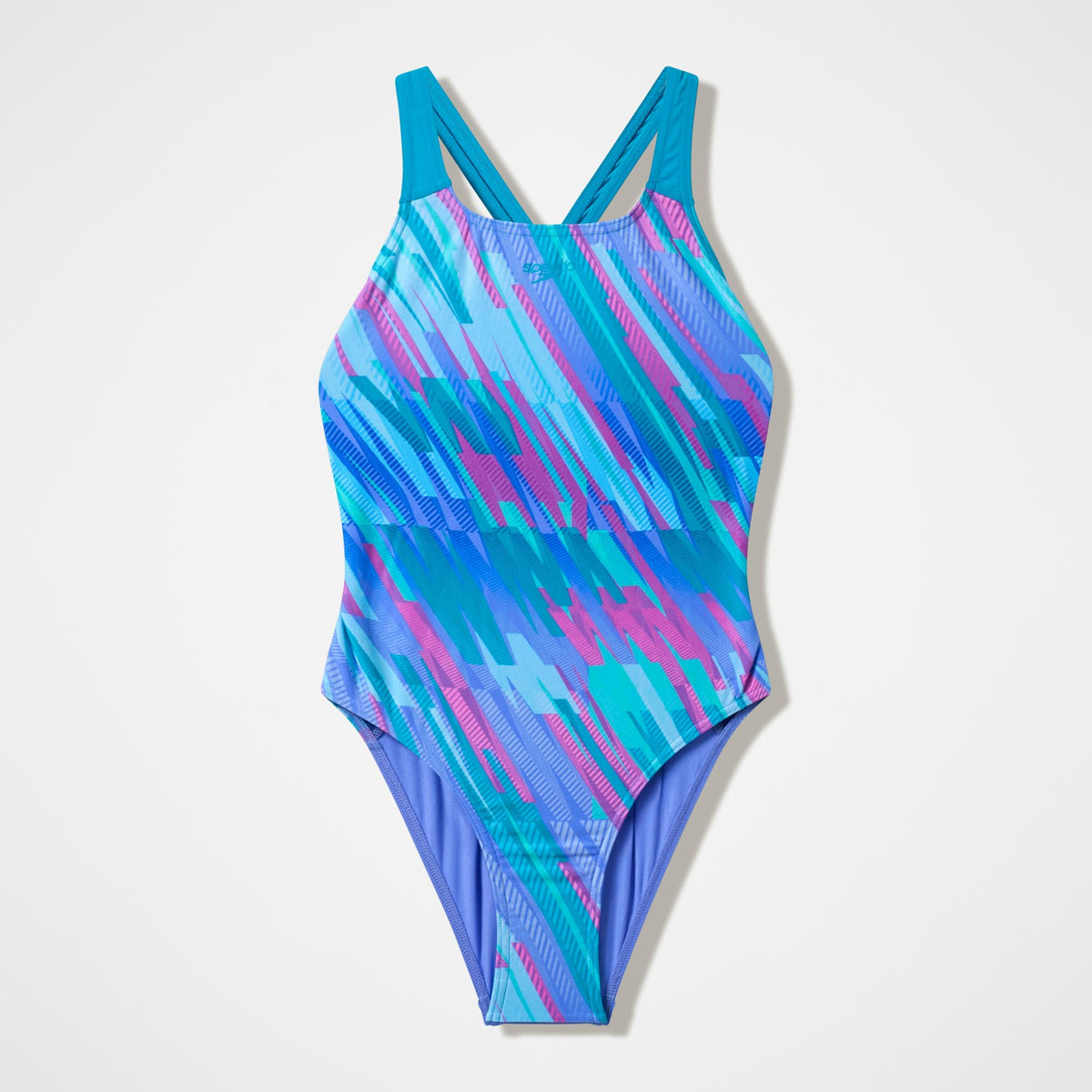 Speedo Girls Printed Powerback Swimsuit Purple/Blue