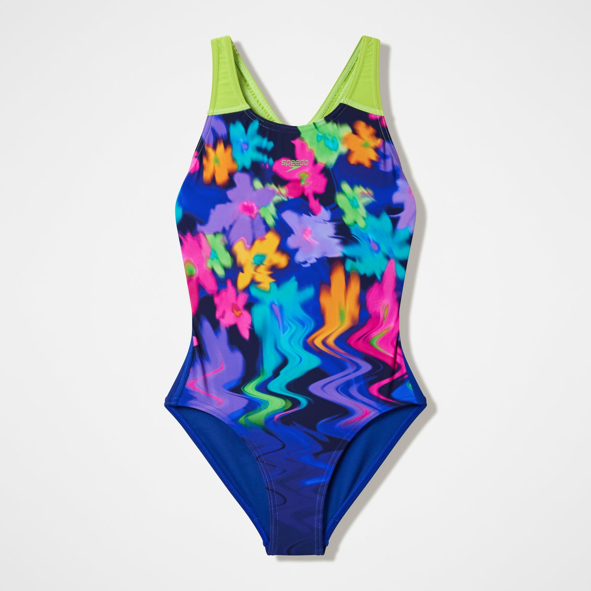 Speedo Girls Printed Splashback Swimsuit Blue/Green
