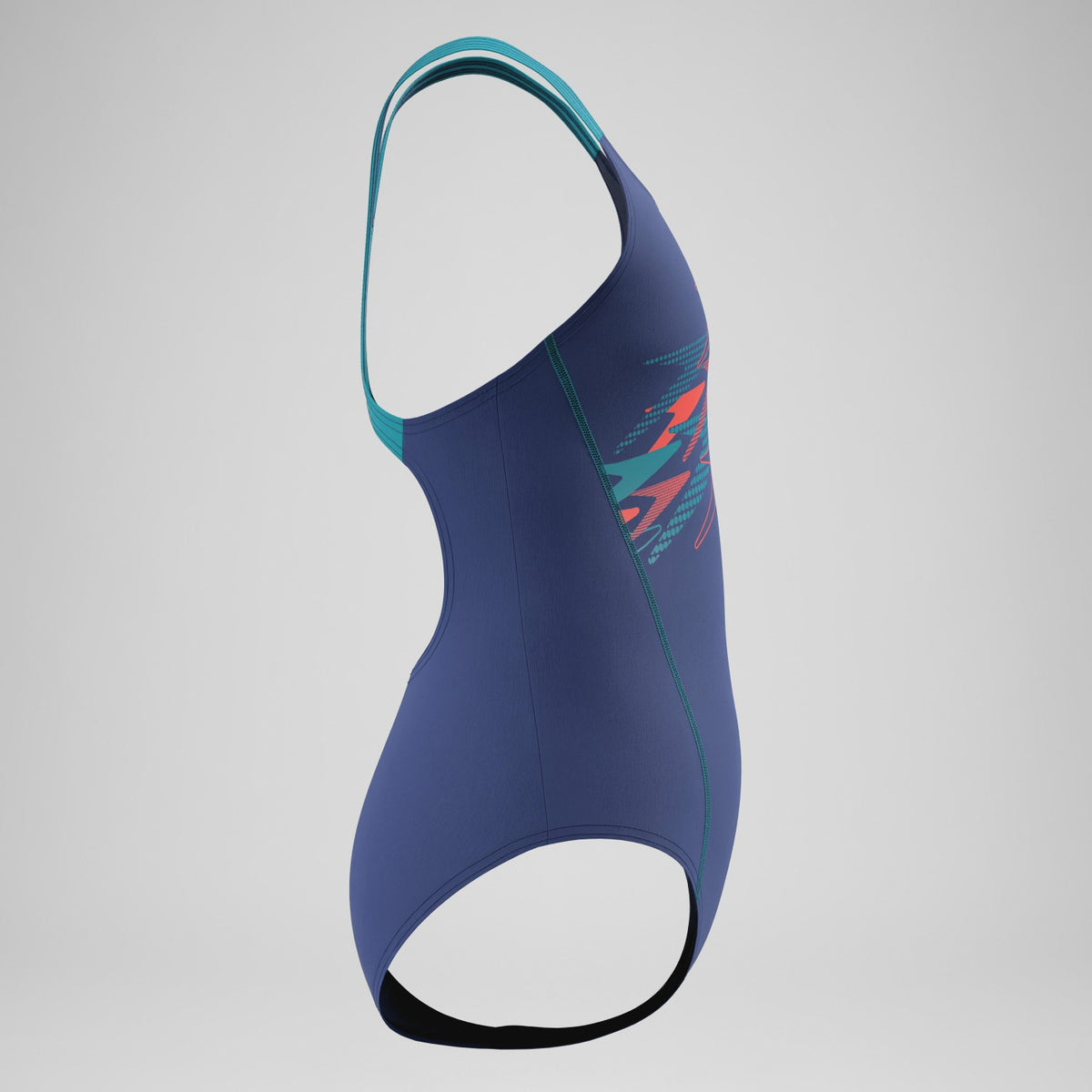 Speedo Girls Medley Logo Medalist Swimsuit Blue