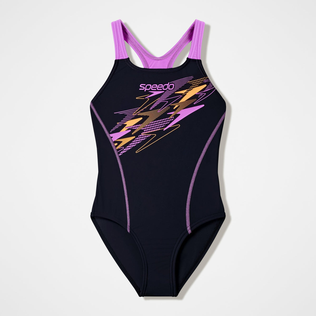 Speedo Girls Medley Logo Medalist Swimsuit Black/Pink