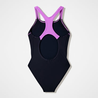 Speedo Girls Medley Logo Medalist Swimsuit Black/Pink