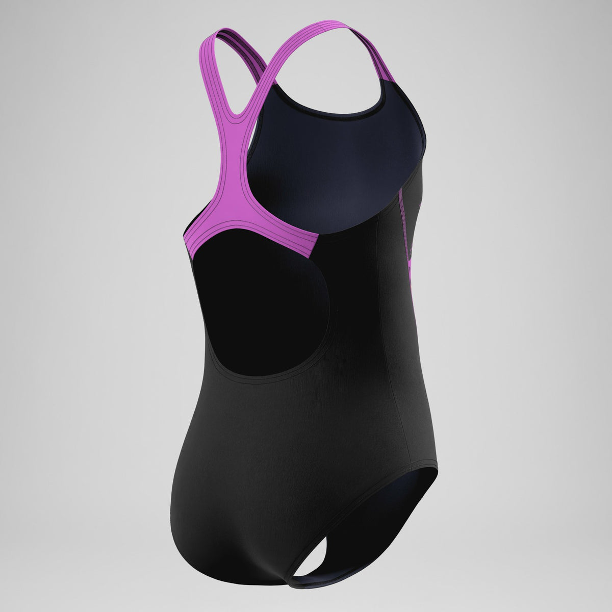 Speedo Girls Medley Logo Medalist Swimsuit Black/Pink