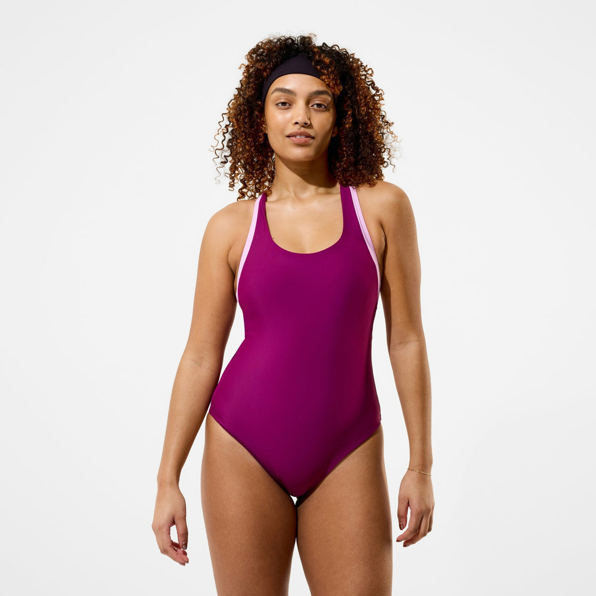 Speedo Colourblock Racerback Swimsuit Dark Pink