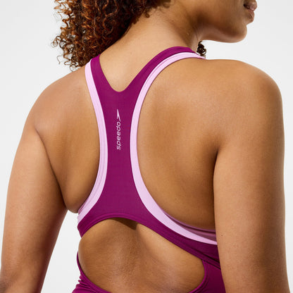 Speedo Colourblock Racerback Swimsuit Dark Pink