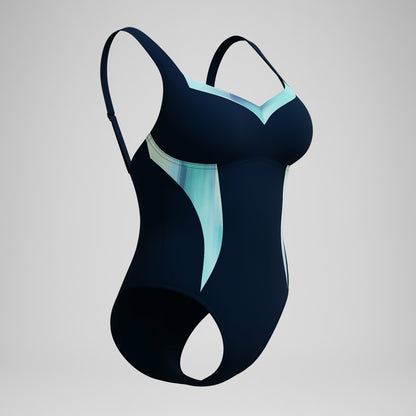 Speedo Shaping Printed LunaElustre Swimsuit Navy/Green