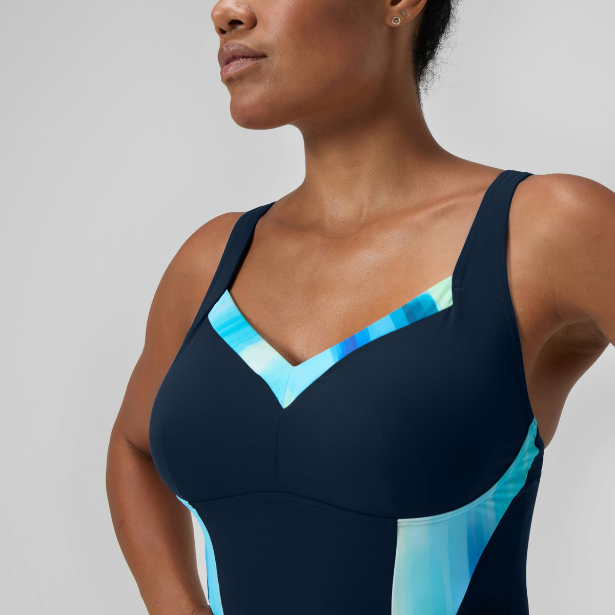 Speedo Shaping Printed LunaElustre Swimsuit Navy/Green