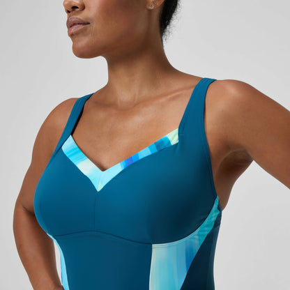 Speedo Shaping Printed LunaElustre Swimsuit DarkTeal/Green