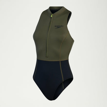 Speedo Sleeveless Thermal Swimsuit Black/Green
