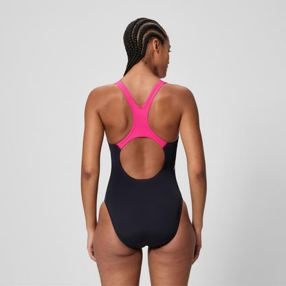 Speedo Medley Logo Medalist Swimsuit Black/Pink