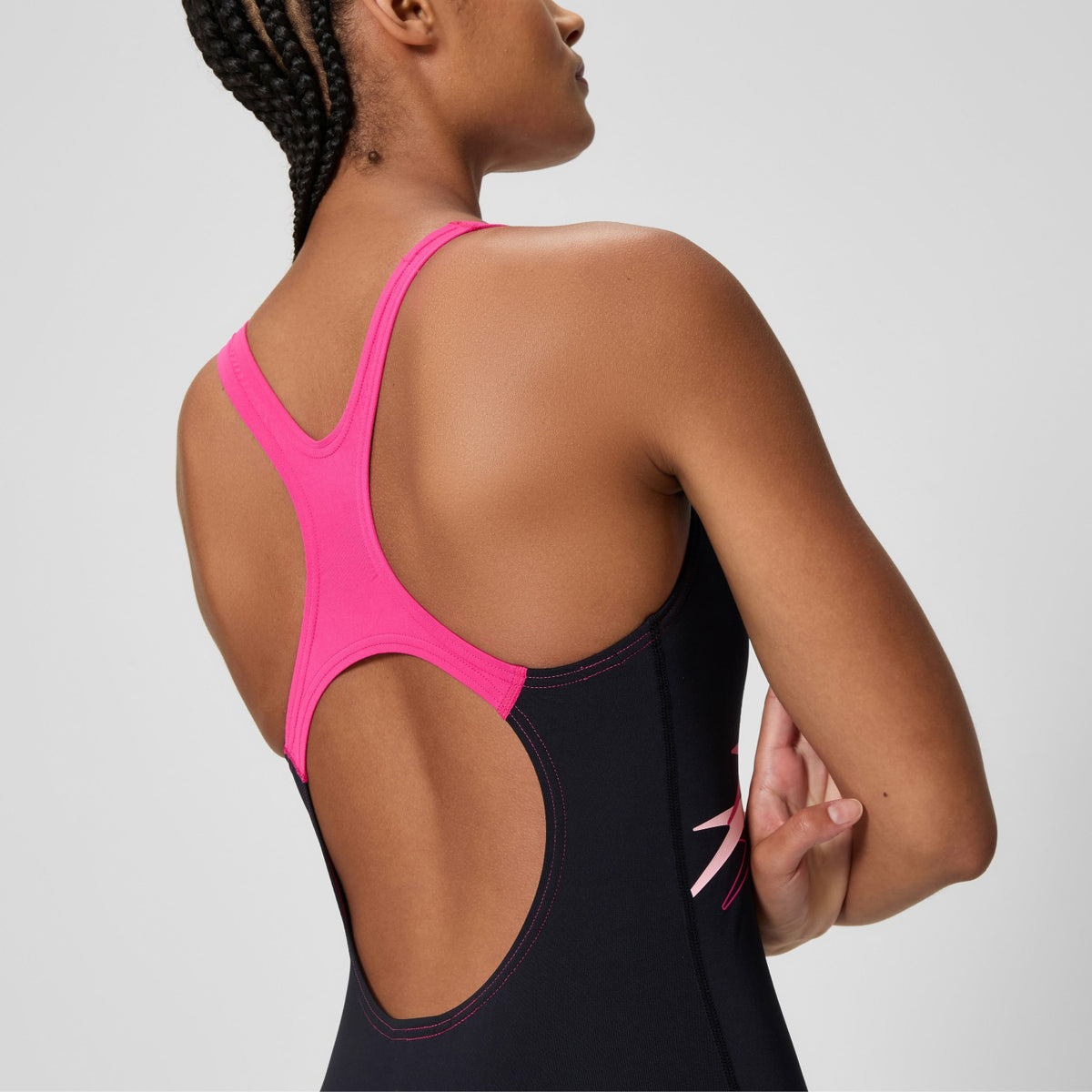 Speedo Medley Logo Medalist Swimsuit Black/Pink