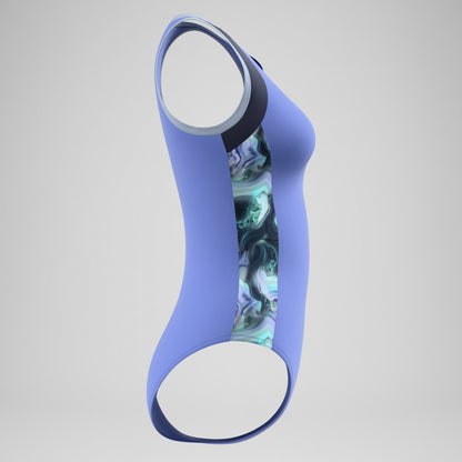 Speedo Modern Coverage Printed Zip Swimsuit Purple