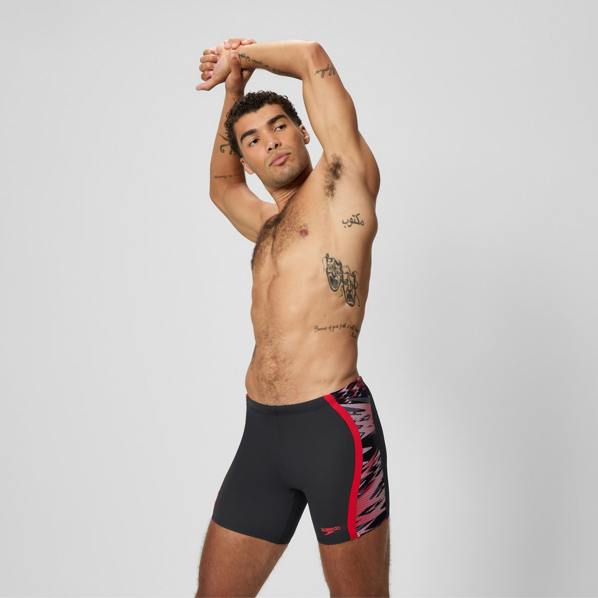 Speedo Hyperboom Splice Mid Jammer Black/Red
