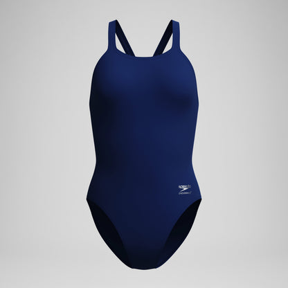 Speedo Solid Leaderback Swimsuit Navy