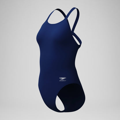 Speedo Solid Leaderback Swimsuit Navy