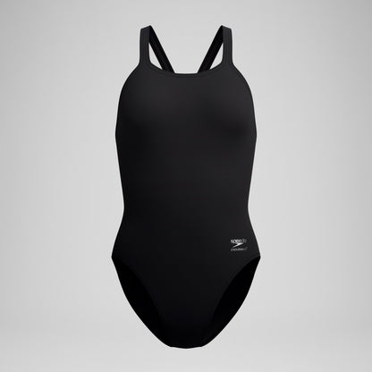 Speedo Solid Leaderback Swimsuit Black