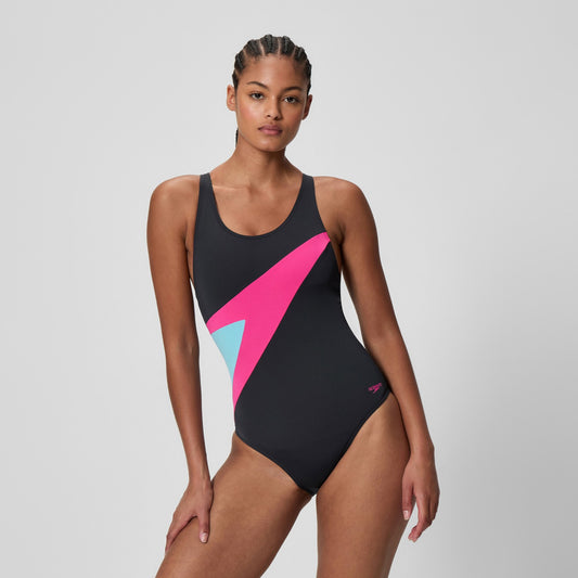 Speedo Hyperboom Butterfly Back Swimsuit Black/Pink