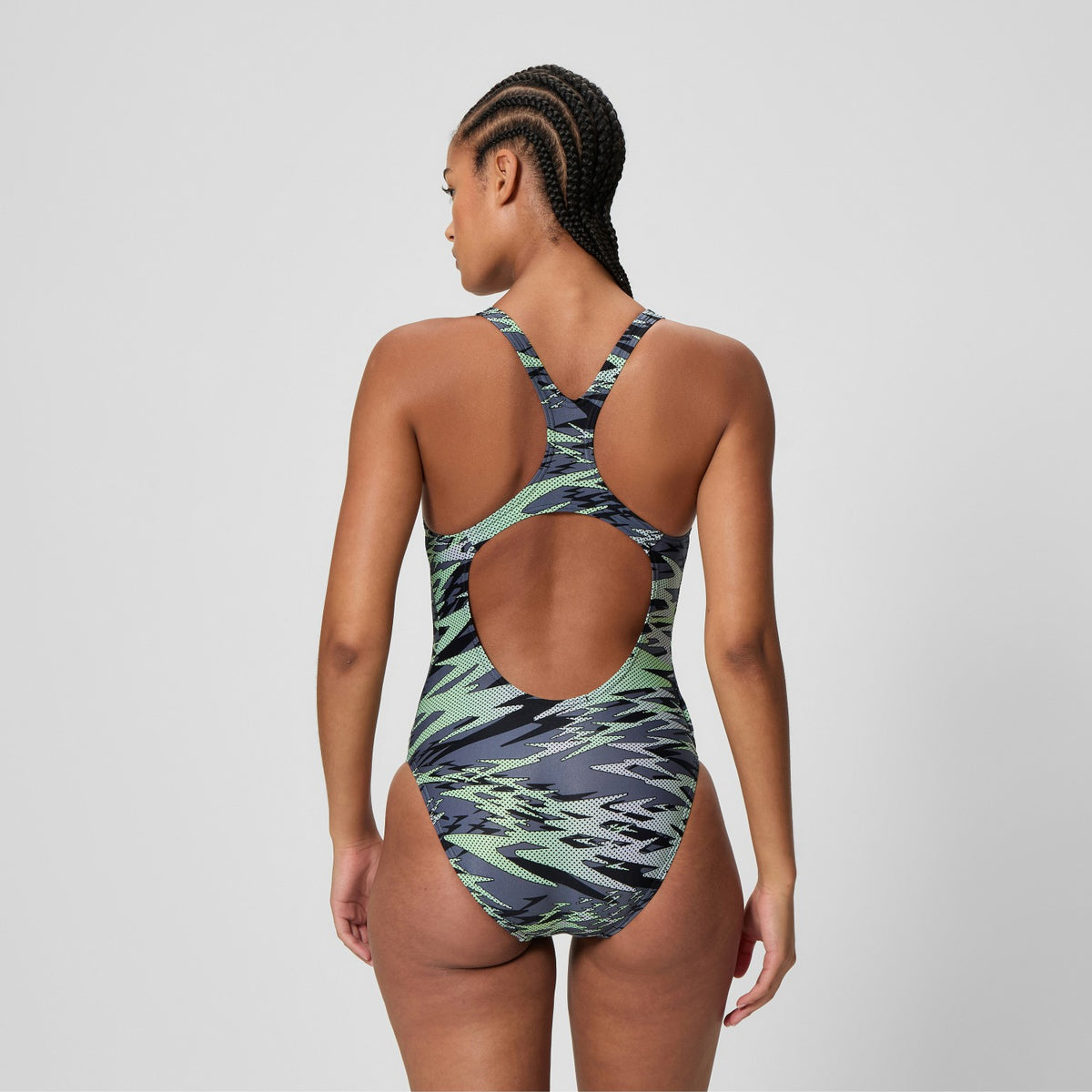 Speedo Hyperboom Printed Medalist Swimsuit Green