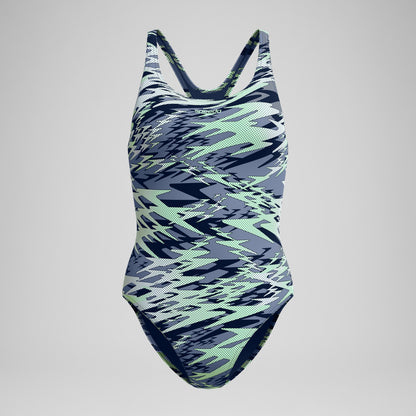 Speedo Hyperboom Printed Medalist Swimsuit Green