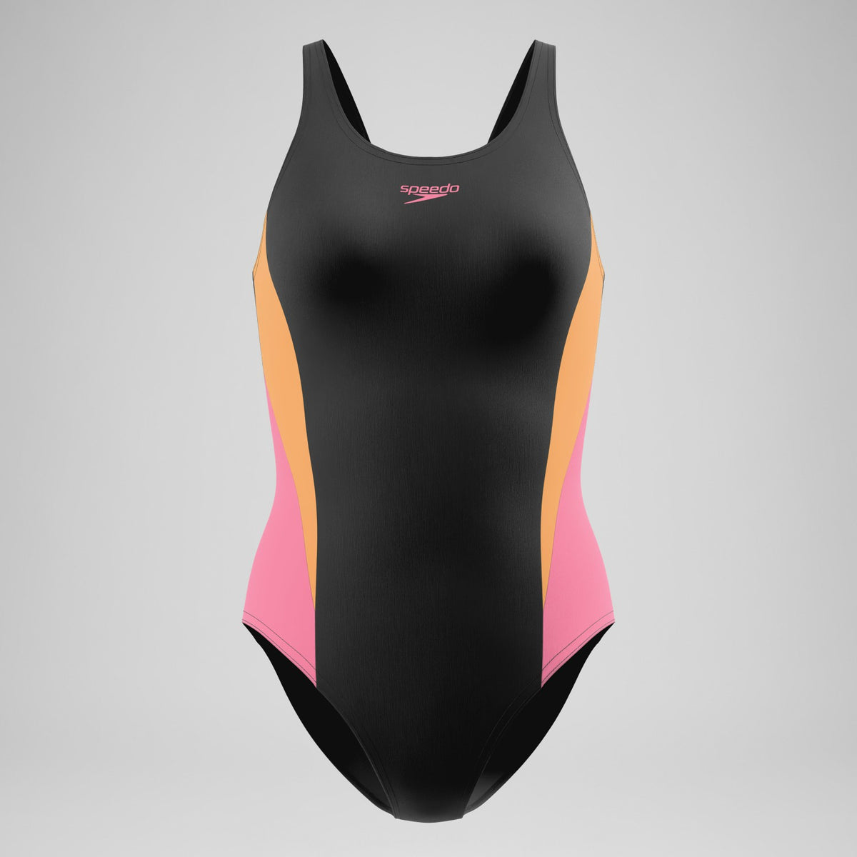 Speedo Colourblock Muscleback Swimsuit Black/Peach