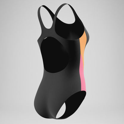 Speedo Colourblock Muscleback Swimsuit Black/Peach