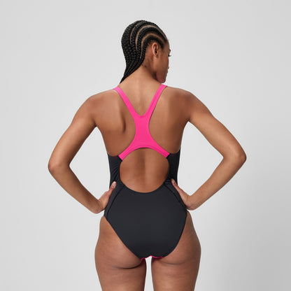 Speedo Medalist Solid Splice Swimsuit Pink
