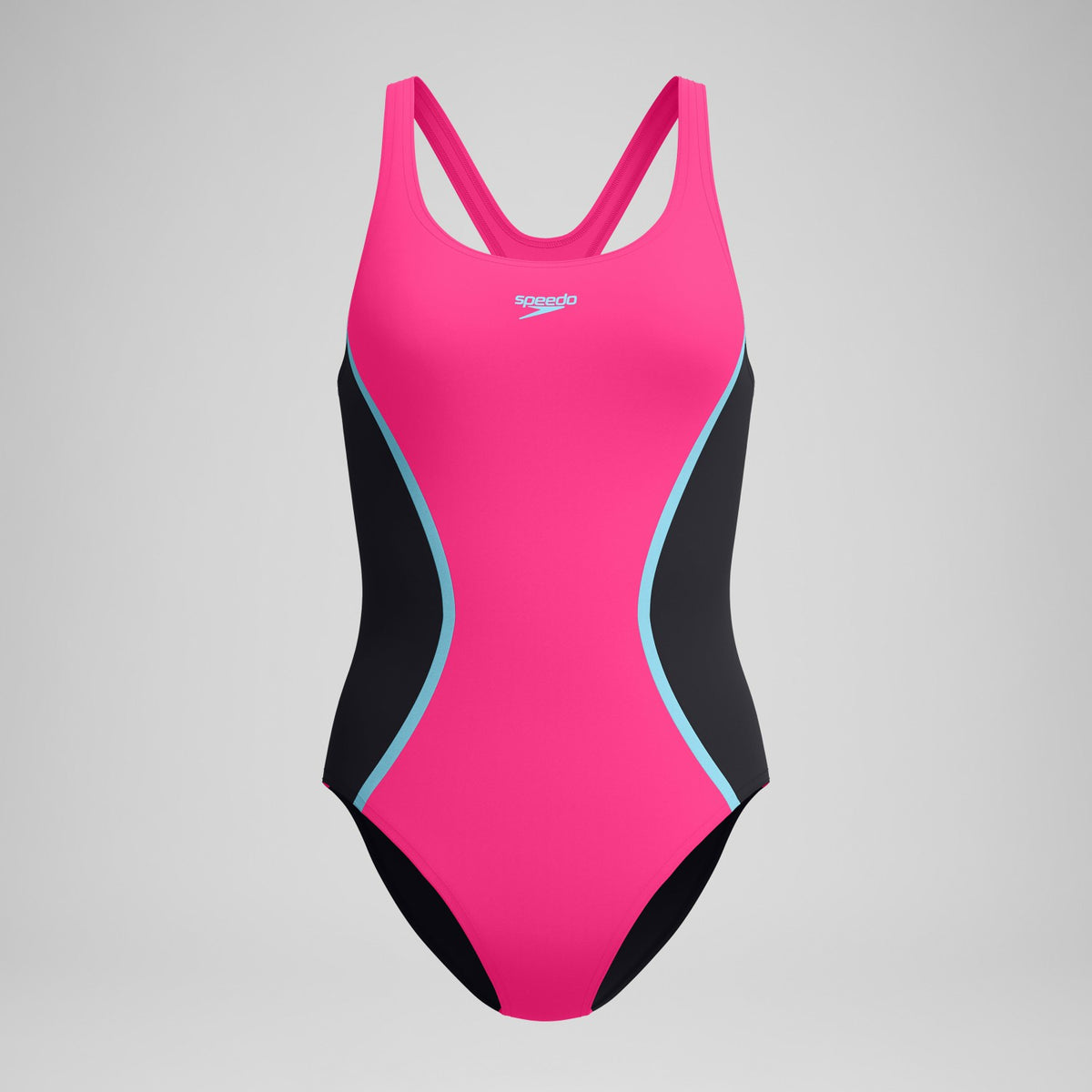 Speedo Medalist Solid Splice Swimsuit Pink