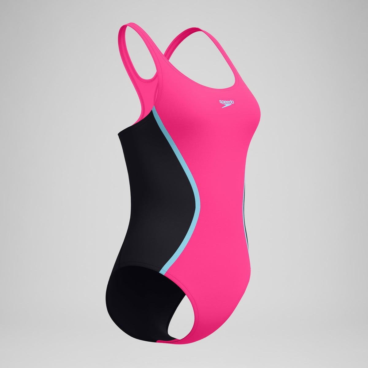 Speedo Medalist Solid Splice Swimsuit Pink