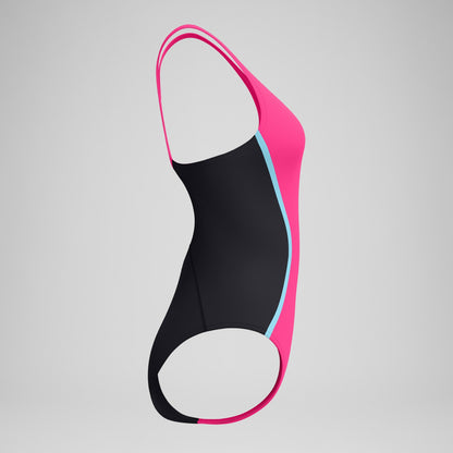 Speedo Medalist Solid Splice Swimsuit Pink