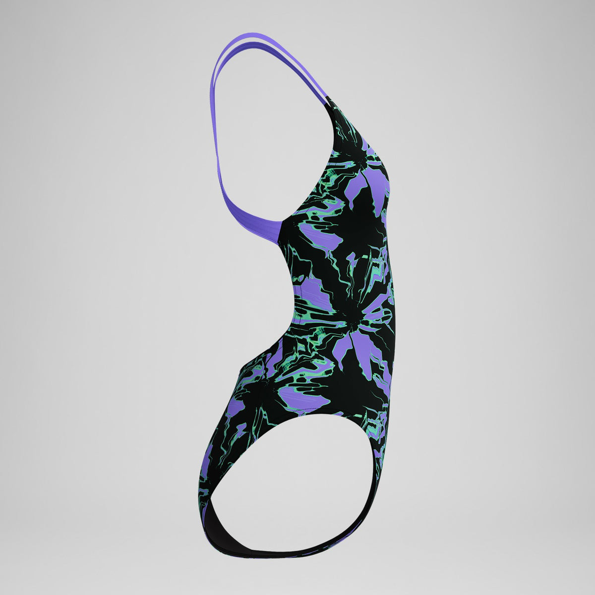 Speedo Club Training Printed Leaderback Swimsuit Black/Purple