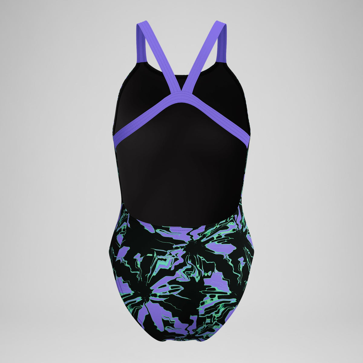 Speedo Club Training Printed Leaderback Swimsuit Black/Purple