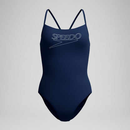 Speedo Endurance+ Logo Thinstrap Swimsuit Navy