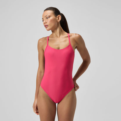 Speedo Solid Racerback Swimsuit Pink