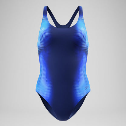 Speedo Printed Medalist Swimsuit Blue/Navy