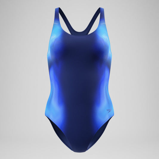 Speedo Printed Medalist Swimsuit Blue/Navy