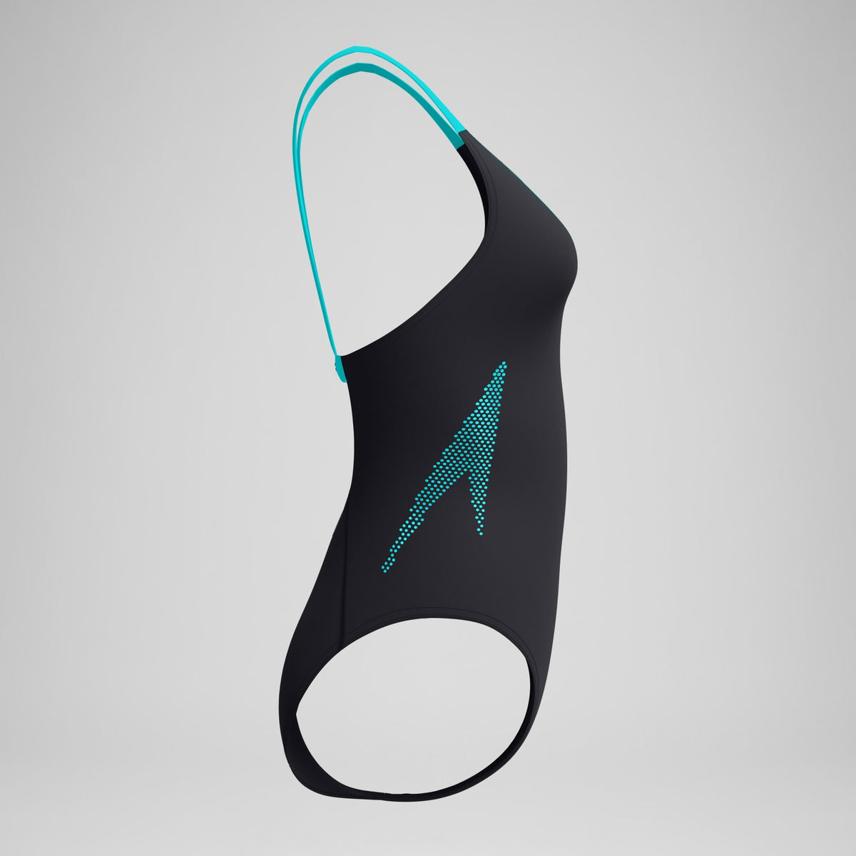 Speedo Boom Solid Leaderback Swimsuit Black/Turquoise