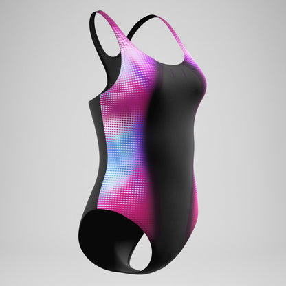 Speedo Printed Medalist Swimsuit Black/Pink