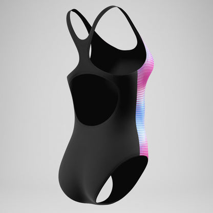 Speedo Printed Medalist Swimsuit Black/Pink
