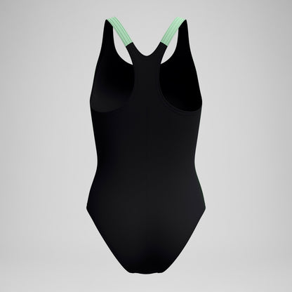 Speedo Placement Laneback Swimsuit Black/Green