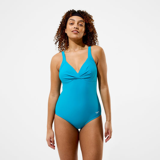 Speedo Solid Cross Knot Swimsuit Blue