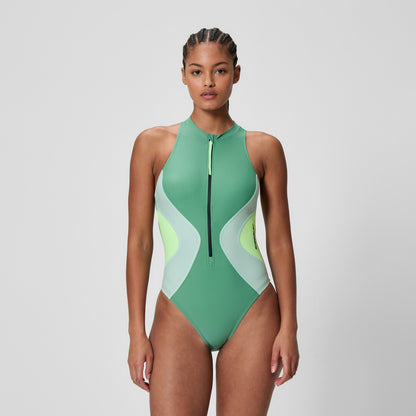 Speedo Ocean Flex Zip Swimsuit Green