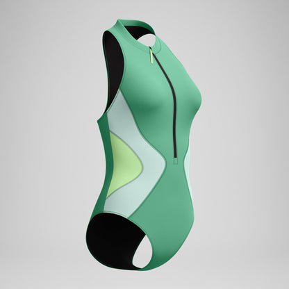 Speedo Ocean Flex Zip Swimsuit Green