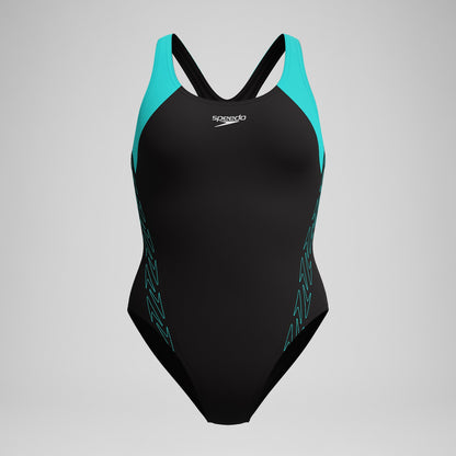 Speedo HyberBoom Splice Racerback Swimsuit Black/Turquoise