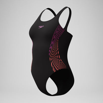Speedo Placement Muscleback Swimsuit Black/Pink