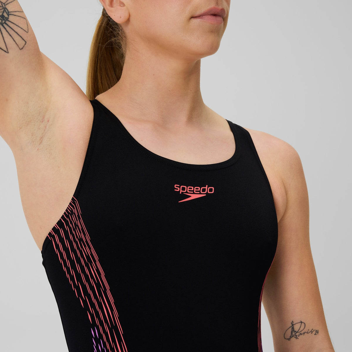 Speedo Placement Muscleback Swimsuit Black/Pink
