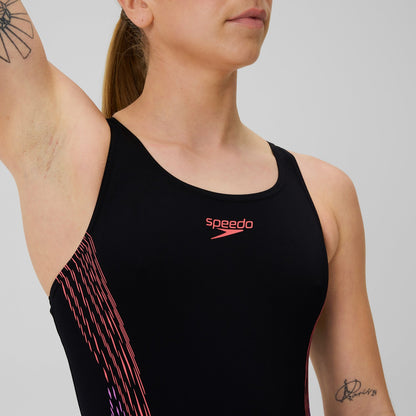 Speedo Placement Muscleback Swimsuit Black/Pink